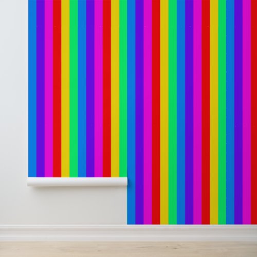 Bright Rainbow Stripe Wallpaper