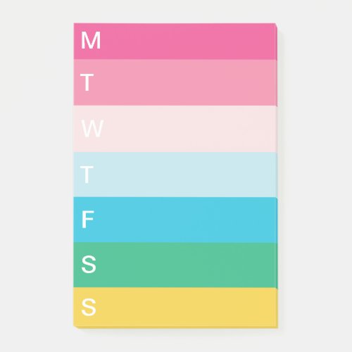 Bright Rainbow Stripe Weekly To Do List Post_it Notes