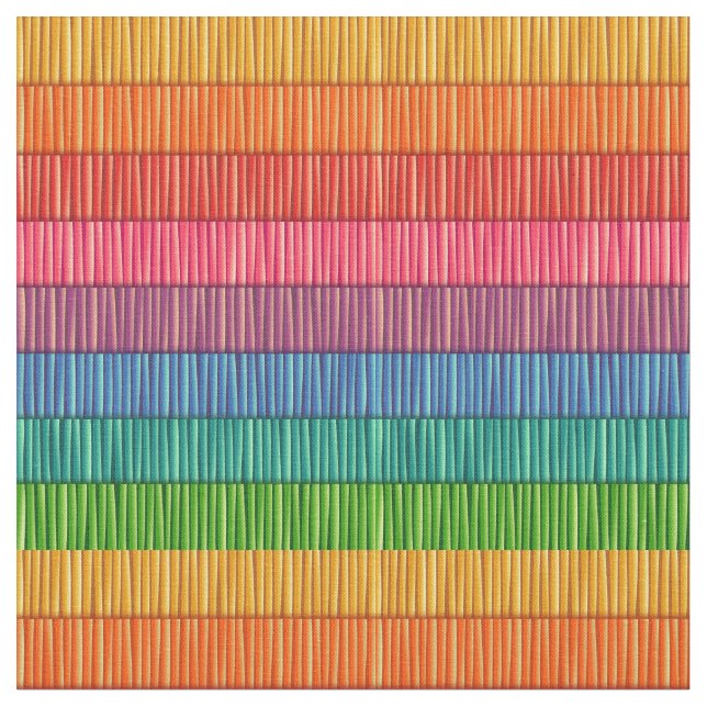Bright Rainbow Striped Pattern Fabric (Close Up)