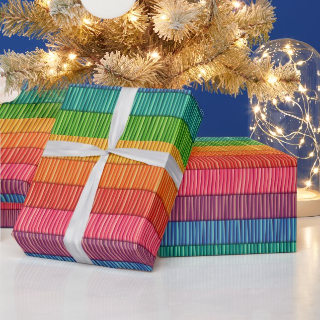 Bright Rainbow Striped Pattern Wrapping Paper (Holidays)