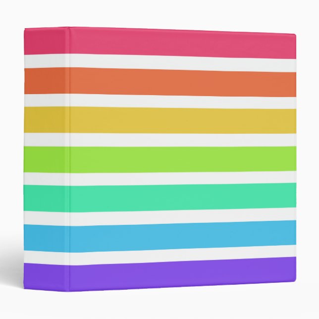 Bright rainbow stripes 3 ring binder (Front/Spine)