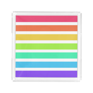 Bright rainbow stripes acrylic tray