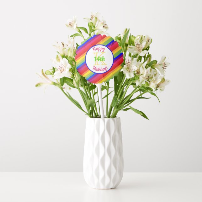 Bright Rainbow Stripes | Birthday Party Balloon (Vase)
