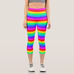 Bright Rainbow Stripes Capri Leggings<br><div class="desc">Colorful and fun rainbow stripe pattern leggings.</div>