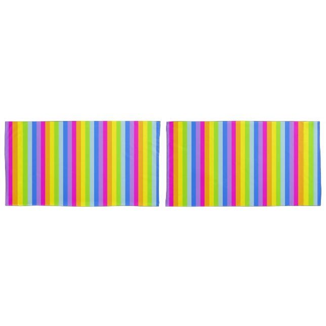 Bright rainbow stripes colorful pillows pillow case (Front-Set)