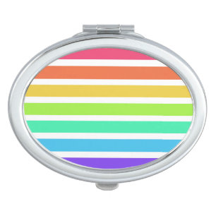 Bright rainbow stripes compact mirror