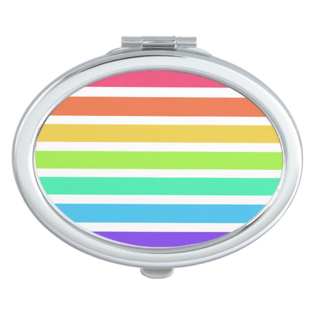 Bright rainbow stripes compact mirror (Front)