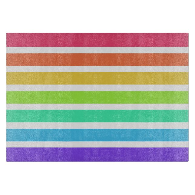 Bright rainbow stripes cutting board (Front)