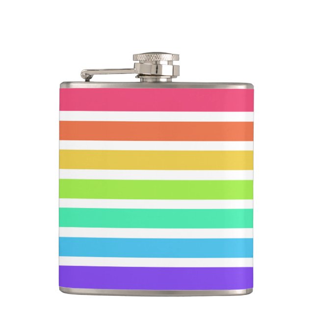 Bright rainbow stripes flask (Front)