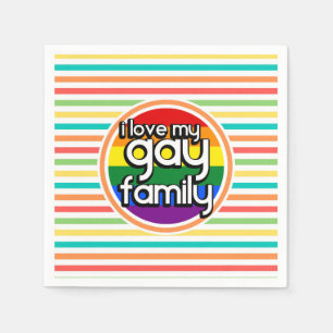 Bright Rainbow Stripes, Gay Family Napkins