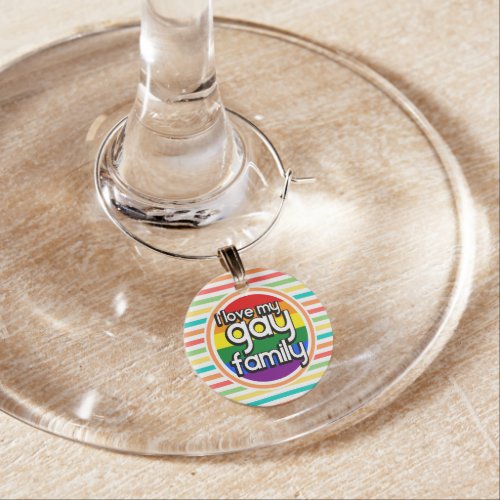 Bright Rainbow Stripes Gay Family Wine Charm