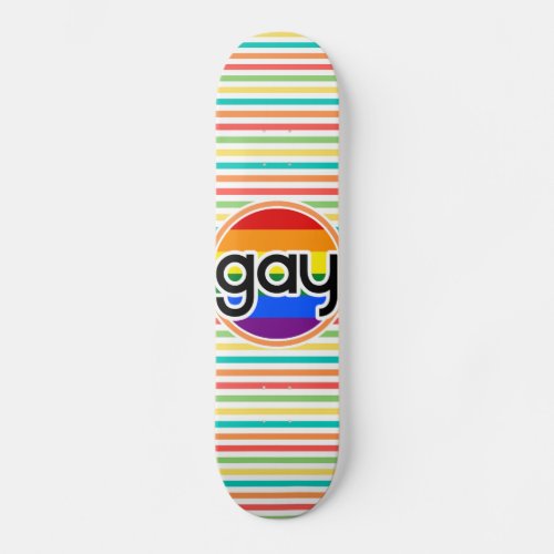 Bright Rainbow Stripes Gay Skateboard Deck