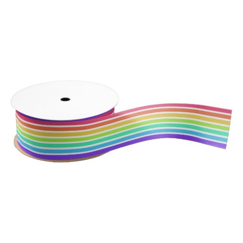 Bright rainbow stripes grosgrain ribbon