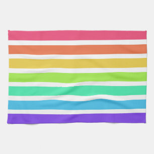 Bright rainbow stripes kitchen towel