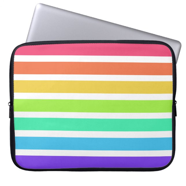 Bright rainbow stripes laptop sleeve (Front)