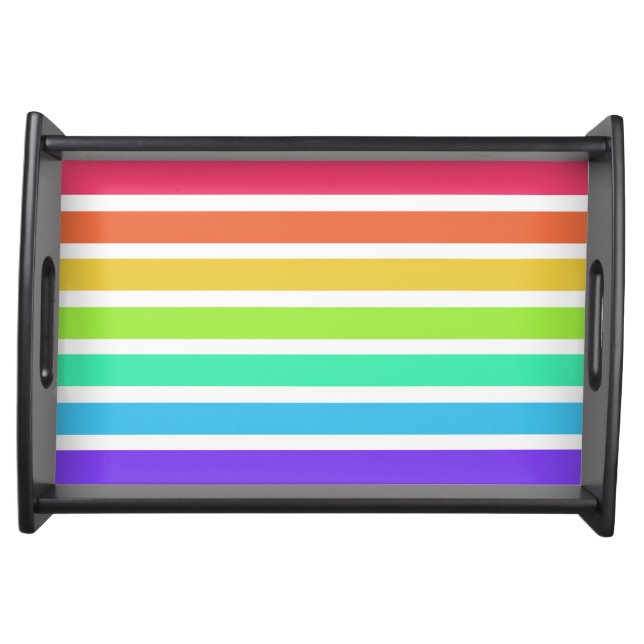 Bright rainbow stripes serving tray (Front)