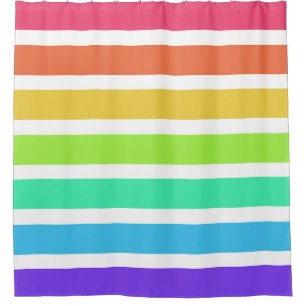 Bright rainbow stripes shower curtain