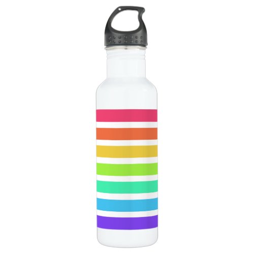 Bright rainbow stripes stainless steel water bottle