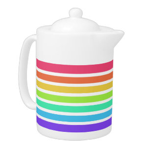 Bright rainbow stripes teapot