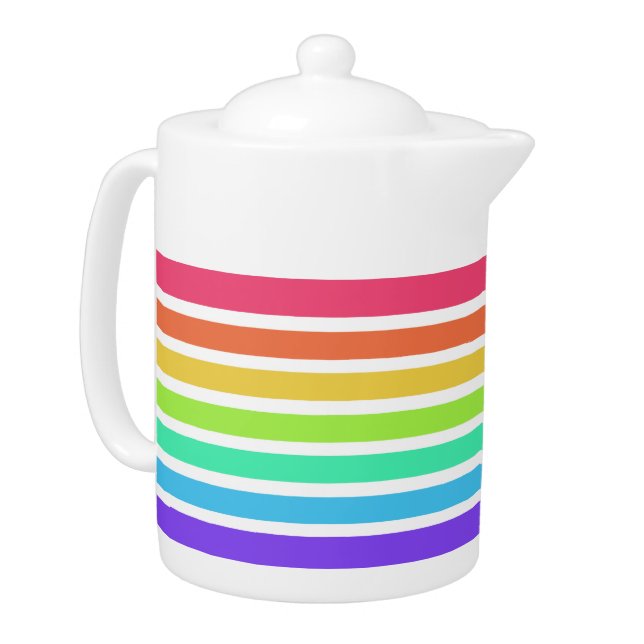 Bright rainbow stripes teapot (Left)