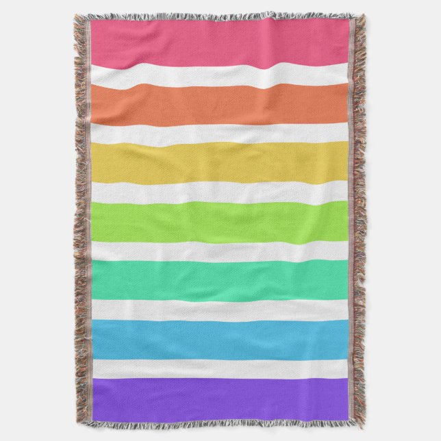 Bright rainbow stripes throw blanket (Front Vertical)