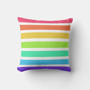Bright rainbow stripes throw pillow
