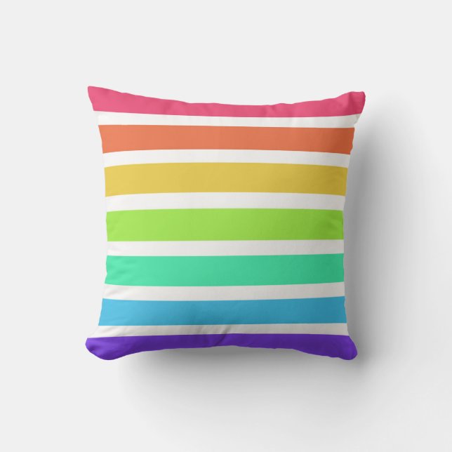 Bright rainbow stripes throw pillow (Front)