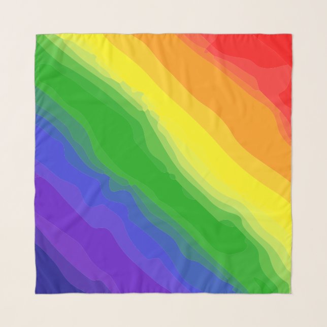 Bright Rainbow Stripes Watercolor Scarf (Front)