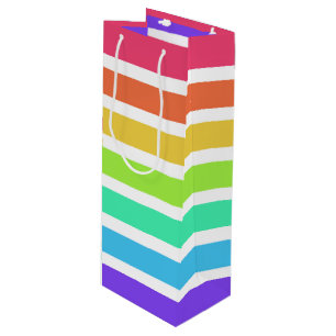 Bright rainbow stripes wine gift bag