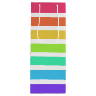 Bright rainbow stripes wine gift bag