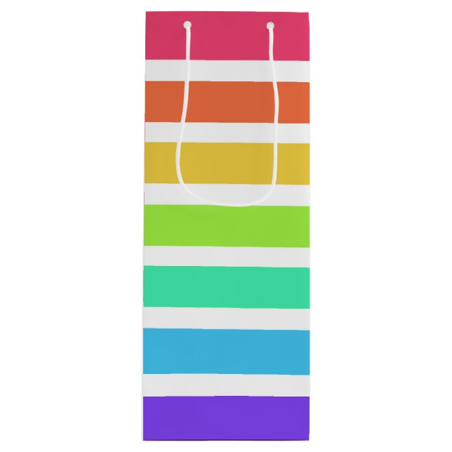 Bright rainbow stripes wine gift bag (Front)