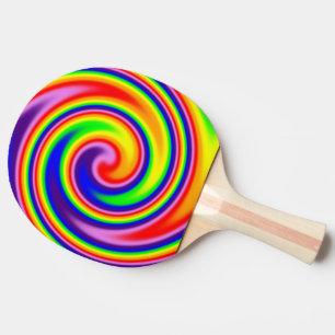 Bright Rainbow Swirl Retro Hippie Pride Art Ping Pong Paddle