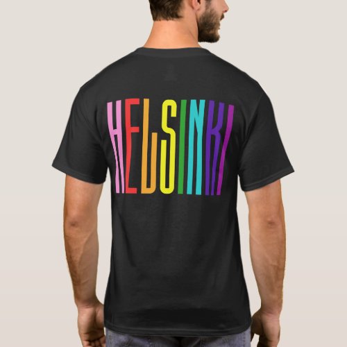 Bright Rainbow Text LGBTQ Helsinki Gay Pride LGBT T_Shirt