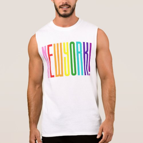 Bright Rainbow Text LGBTQ New York Gay Pride LGBT Sleeveless Shirt