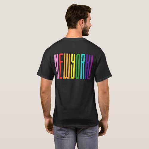 Bright Rainbow Text LGBTQ New York Gay Pride LGBT T_Shirt