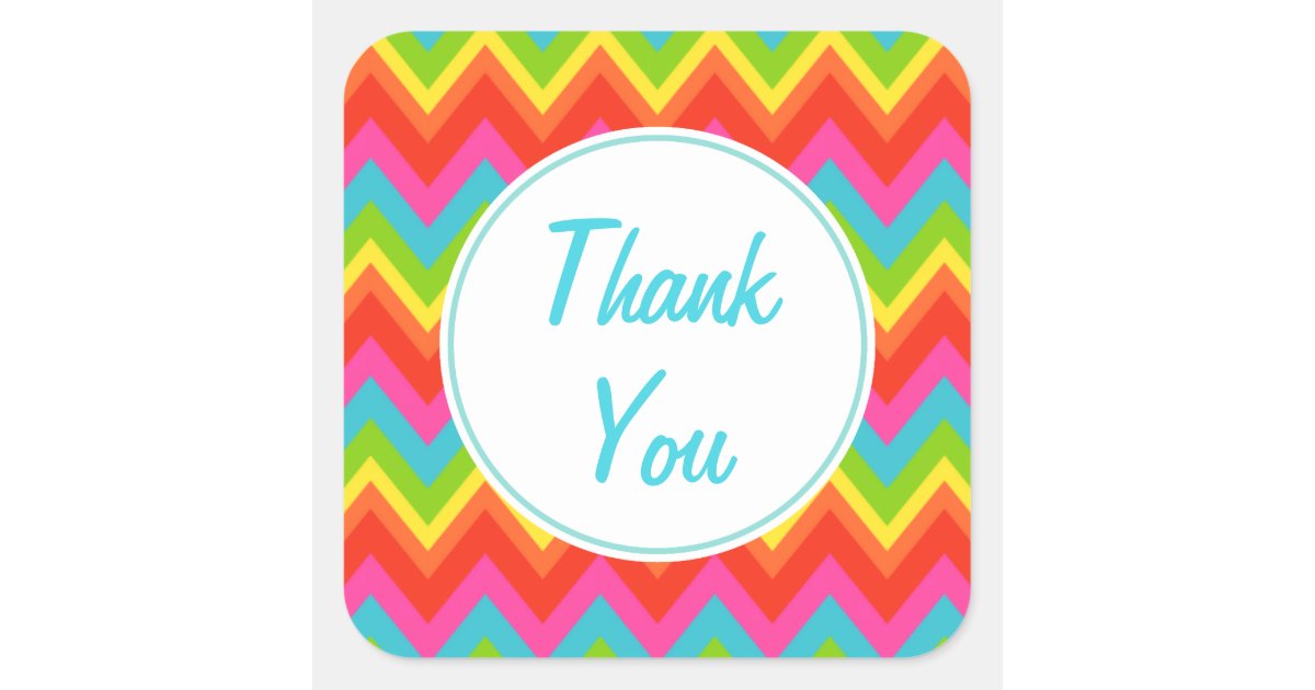 Bright Rainbow Thank You Stickers Zazzle 5614