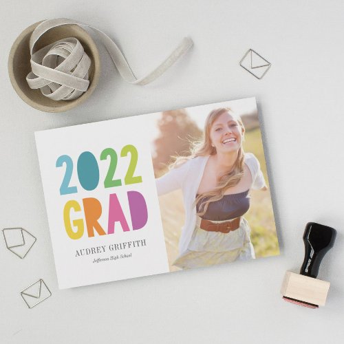 Bright Rainbow Type Grad 2022 Invitation