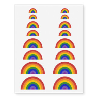 Bright Rainbow Various Size Temporary Tattoos