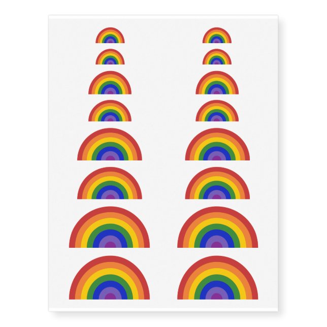 Bright Rainbow Various Size Temporary Tattoos (Front)