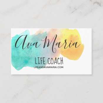 Bright Rainbow Watercolor Splash Business Card by Writelovely_Business at Zazzle
