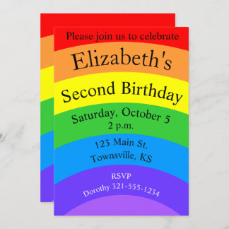 Bright Rainbow with Personalized Fields Invitation
