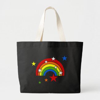 Bright Rainbow with Stars Tote Bag