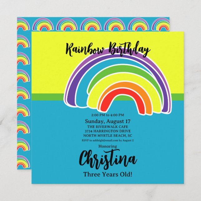 Bright Rainbows Birthday Party Invitation (Front/Back)