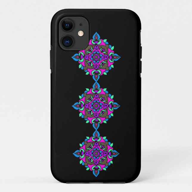 Bright Rangoli Pattern on a Black Background Case-Mate iPhone Case (Back)