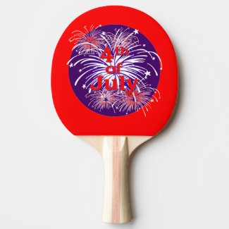 Bright Red 4th of July Fireworks Celebration Ping-Pong Paddle