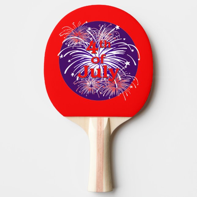 Bright Red 4th of July Fireworks Celebration Ping-Pong Paddle (Front)
