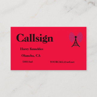 Bright Red Amateur Radio Call Sign Business Card