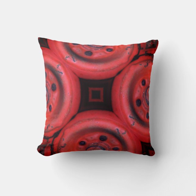 bright red and black abstract pattern throw pillow (Front)