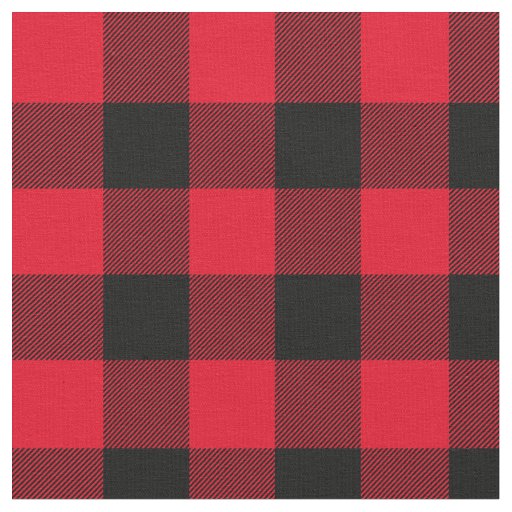 Bright Red and Black Buffalo Plaid Fabric