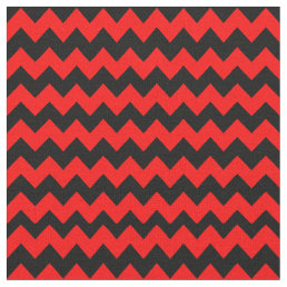 Bright Red and Black Chevron Pattern Fabric